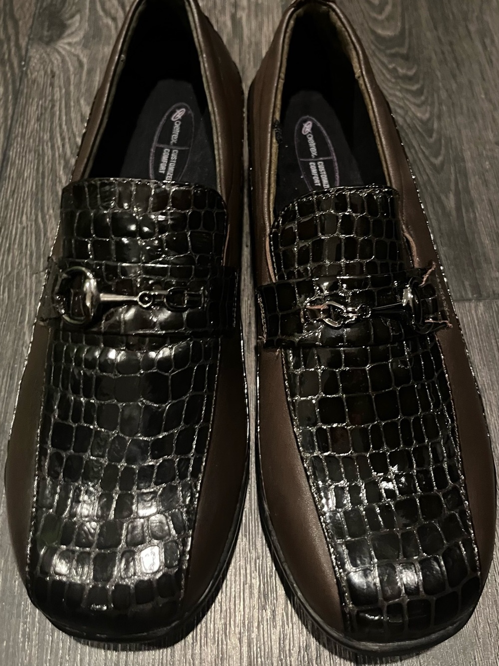 AETREX BROWN Croc-Embossed Sz 8.5 NEW Loafers ORIG $149+! DESIGNER Deal!
